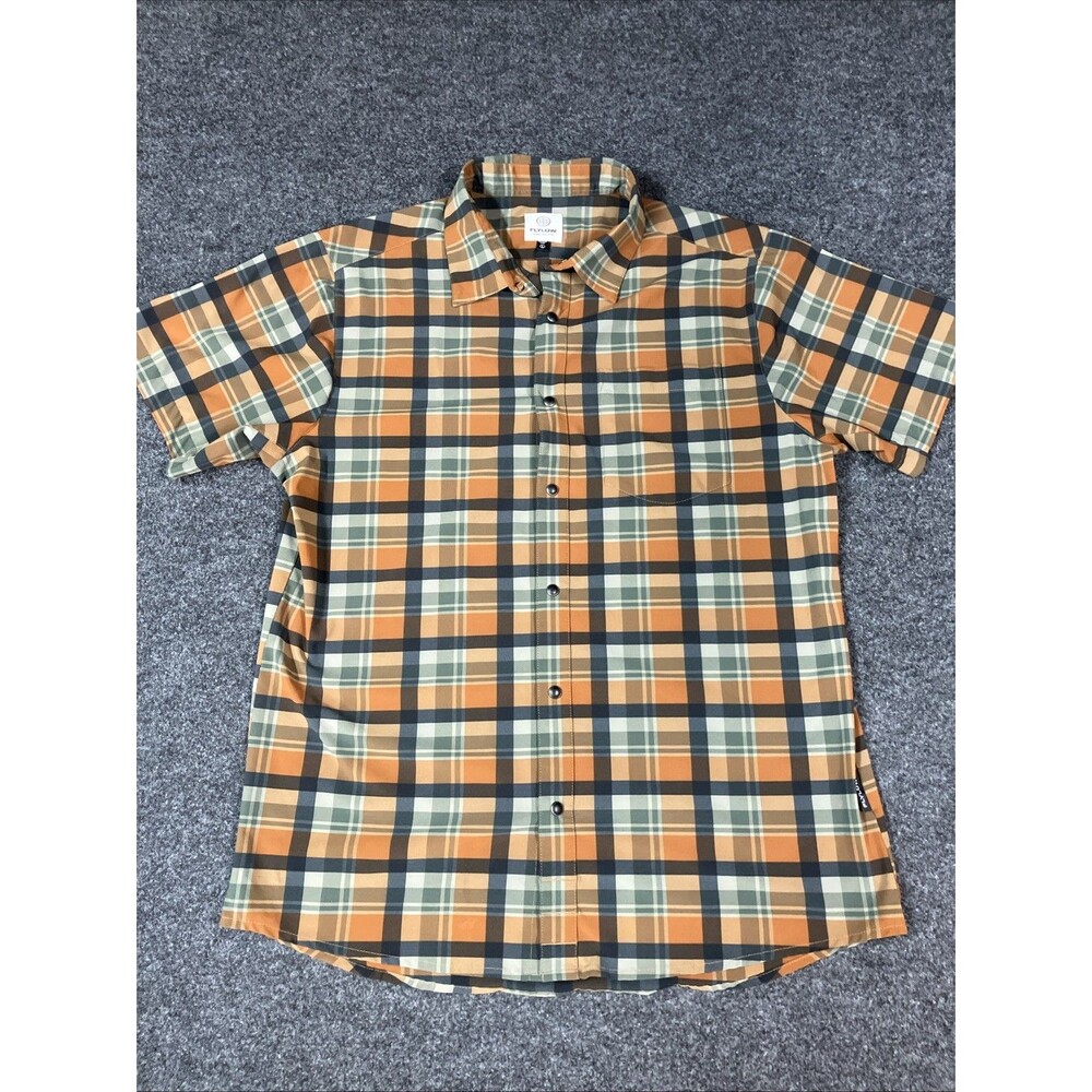 Flylow Shirt Mens L Multicolor Plaid Short Sleeve Snap Button Up Casual
